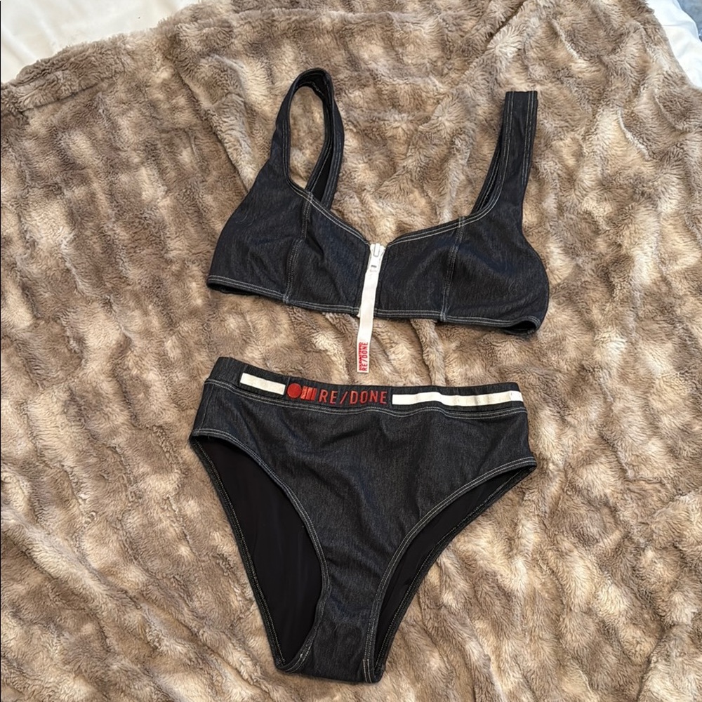 Solid & Striped RE/DONE Black Denim Bikini Set
